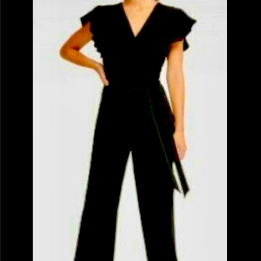 NWT Banana Republic Black Jumpsuit. Flare sleeve, belted waist. Size 10P